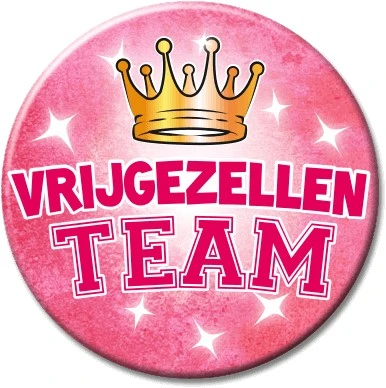 Overig Button XL Vrijgezellenteam Roze 3 Overig Button XL Vrijgezellenteam Roze