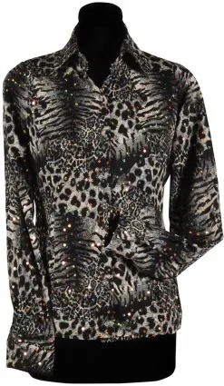 Overig Dames Blouse Panter Grijs Met Pailletten