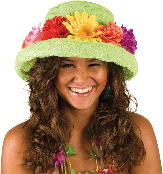 Overig Dameshoed Lime (met Bloemen) 3 Overig Dameshoed Lime (met Bloemen)