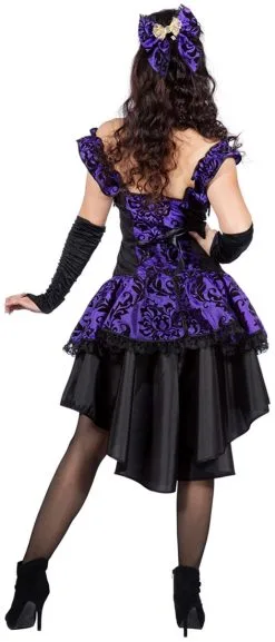 Overig Damesjurk Burlesque Bordeaux Paars/Zwart -Sinterklaas Verkoop damesjurk burlesque bordeaux paars zwart achterkant