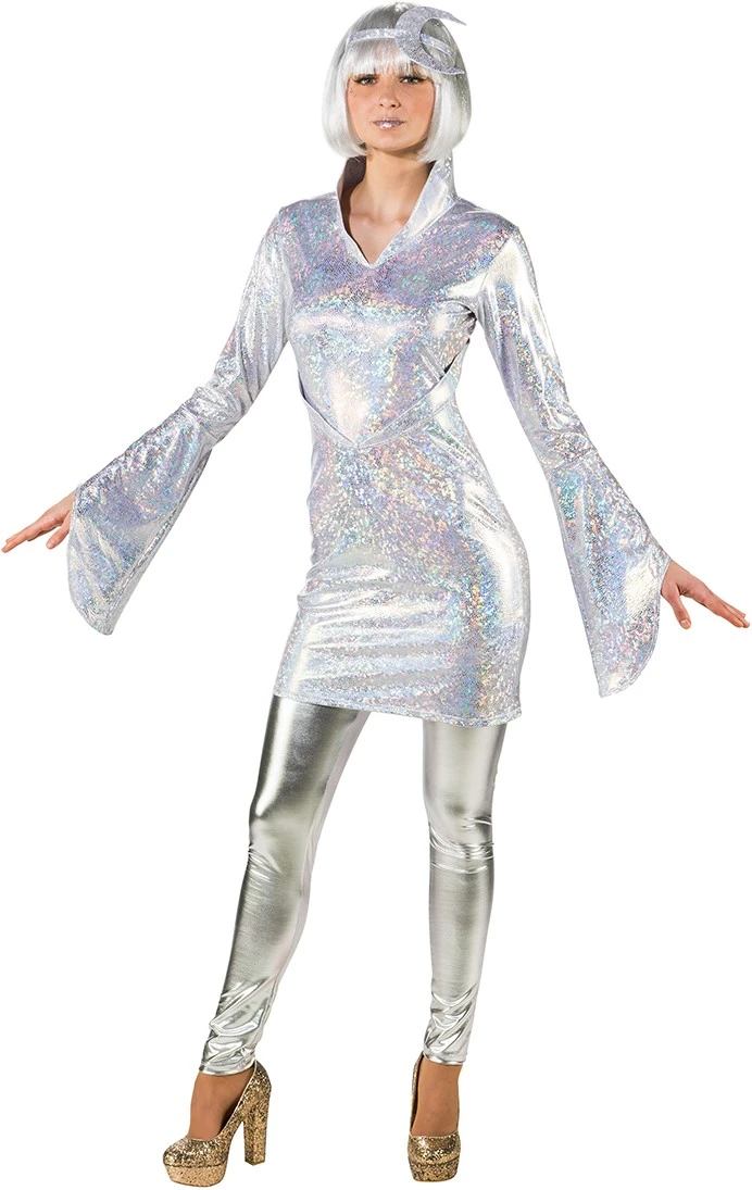 Overig Disco Jurk Holografic Silver Voor Dames 3 Overig Disco Jurk Holografic Silver Voor Dames