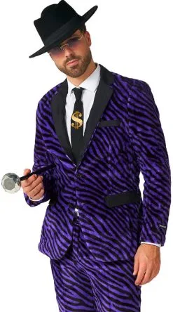 Herenkostuum Suitmeister Pimp Faux Fur Purple -Sinterklaas Verkoop herenkostuum suitmeister pimp faux fur purple colbert