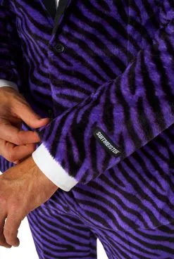 Herenkostuum Suitmeister Pimp Faux Fur Purple -Sinterklaas Verkoop herenkostuum suitmeister pimp faux fur purple detail