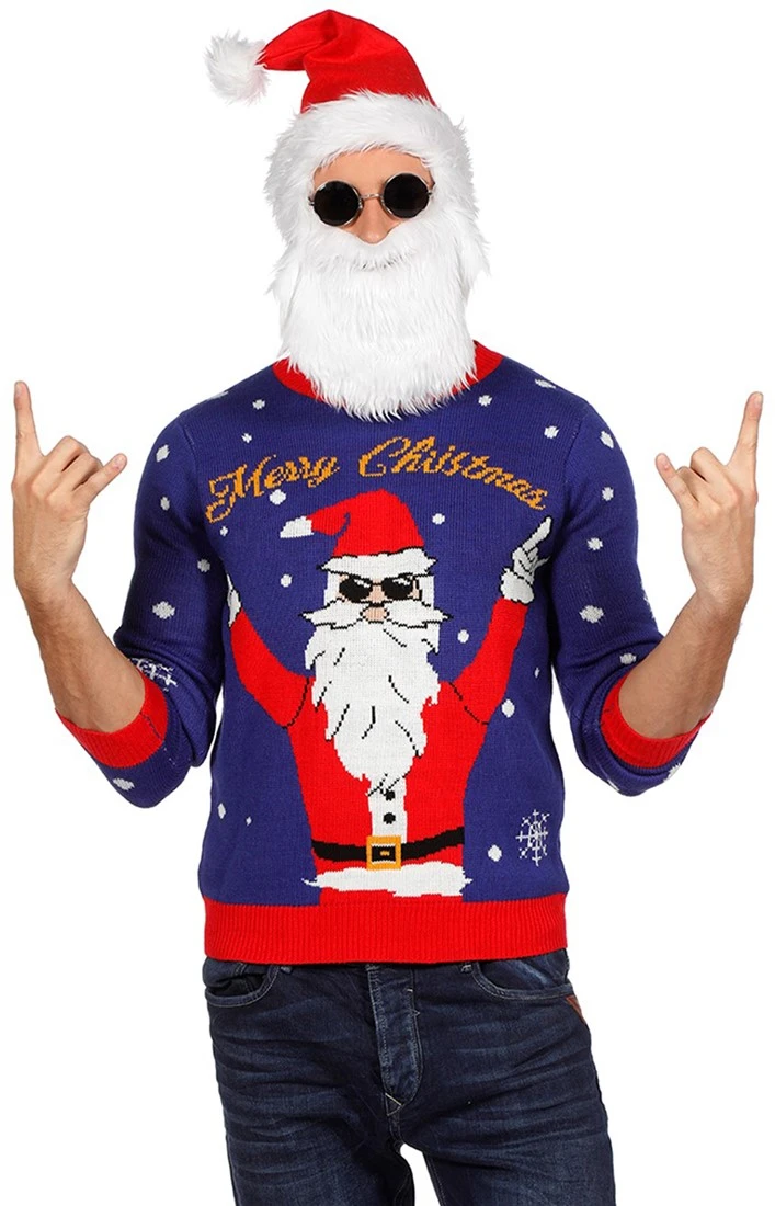 Overig Kersttrui Blauw Met Rocking Santa 3 Overig Kersttrui Blauw Met Rocking Santa