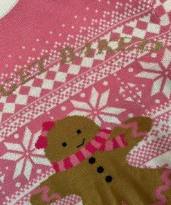 Overig Kersttrui Gingerbread Roze -Sinterklaas Verkoop kersttrui gingerbread roze detail
