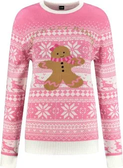 Overig Kersttrui Gingerbread Roze -Sinterklaas Verkoop kersttrui gingerbread roze trui voorkant