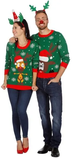 Overig Kersttrui Groen Met Hoofd Rudolf -Sinterklaas Verkoop kersttrui groen met hoofd rudolf 3