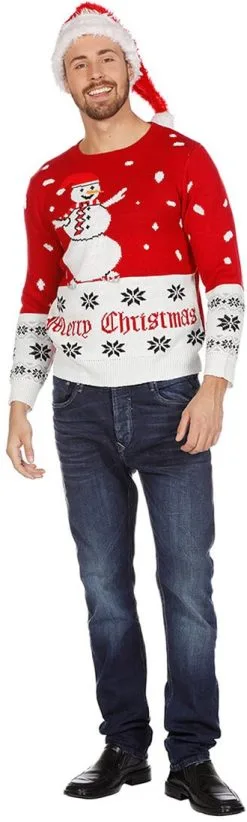 Overig Kersttrui Rood-Wit Met Sneeuwman -Sinterklaas Verkoop kersttrui rood wit met sneeuwman man 2