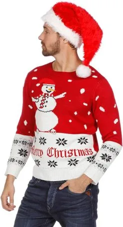 Overig Kersttrui Rood-Wit Met Sneeuwman -Sinterklaas Verkoop kersttrui rood wit met sneeuwman man