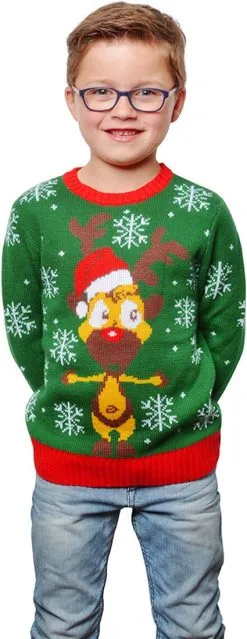 Overig Kinder Kersttrui Rendier Groen