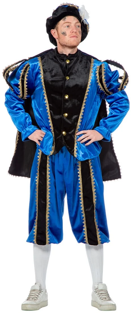Overig Kostuum Zwarte Piet Luxe Met Cape Blauw 6 Overig Kostuum Zwarte Piet Luxe Met Cape Blauw - Afbeelding 4