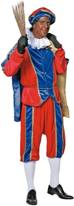 Overig Kostuum Zwarte Piet Luxe Met Cape Blauw-Rood