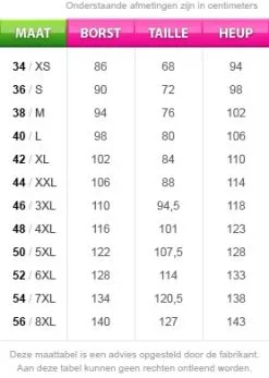 Overig Discojurkje Vulcano -Sinterklaas Verkoop maattabel 118