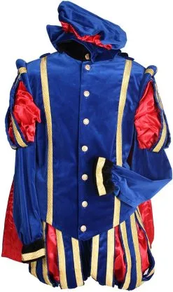 Overig Pietenkostuum Madrid Fluweel Met Cape Blauw-Rood