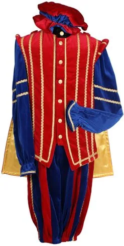 Overig Pietenkostuum Marbella Katoen Fluweel Blauw/Rood