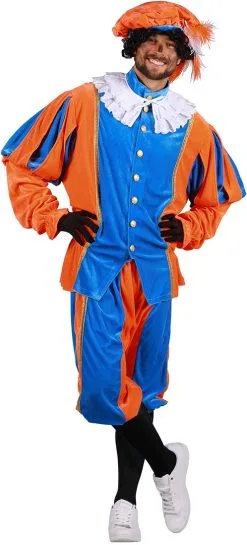 Overig Pietenpak Carlos Polyester Fluweel Blauw/Oranje -Sinterklaas Verkoop pietenpak carlos polyester fluweel blauw oranje 2