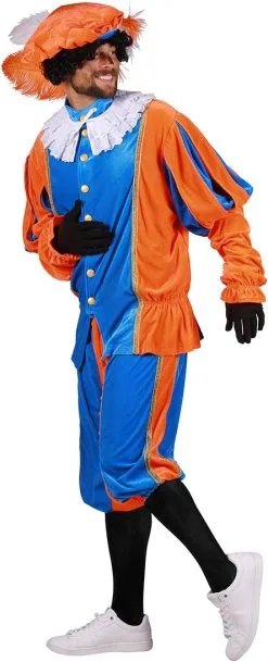 Overig Pietenpak Carlos Polyester Fluweel Blauw/Oranje -Sinterklaas Verkoop pietenpak carlos polyester fluweel blauw oranje 3