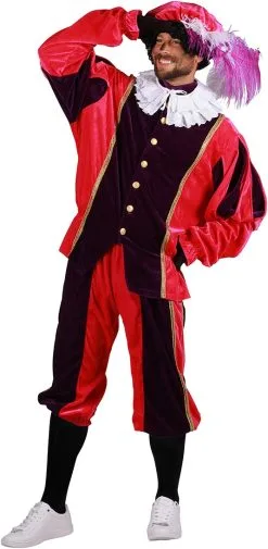 Overig Pietenpak Carlos Polyester Fluweel Rood/Zwart -Sinterklaas Verkoop pietenpak carlos polyester fluweel rood zwart 2