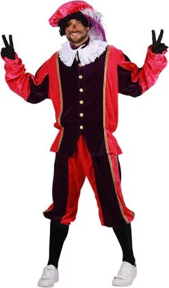 Overig Pietenpak Carlos Polyester Fluweel Rood/Zwart -Sinterklaas Verkoop pietenpak carlos polyester fluweel rood zwart 3