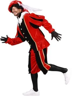 Overig Pietenpak Carlos Polyester Fluweel Rood/Zwart -Sinterklaas Verkoop pietenpak carlos polyester fluweel rood zwart zijkant 2