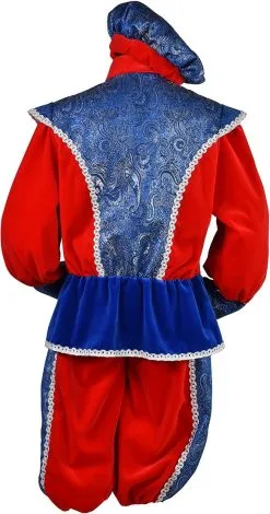 Overig Pietenpak Pedro Fluweel Luxe Blauw-Rood -Sinterklaas Verkoop pietenpak pedro fluweel luxe blauw rood achterkant