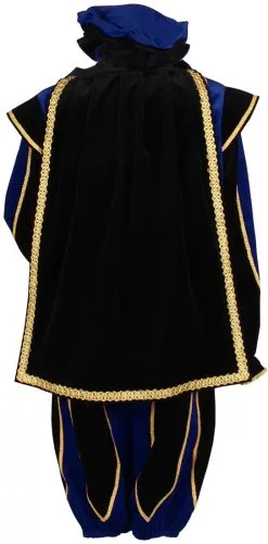 Overig Pietenpak Toledo Zwart-Blauw Luxe -Sinterklaas Verkoop pietenpak toledo zwart blauw luxe achterkant