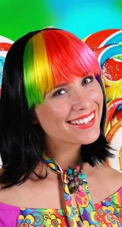 Overig Pruik Samantha Luxe Zwart-Multi