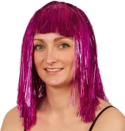 Overig Pruik Tinsel Pink
