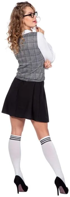 Overig Schoolgirl Outfit Zwart-Grijs -Sinterklaas Verkoop schoolgirl outfit zwart grijs achterkant