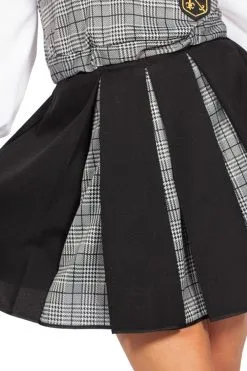 Overig Schoolgirl Outfit Zwart-Grijs -Sinterklaas Verkoop schoolgirl outfit zwart grijs detail rok