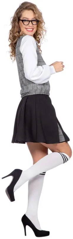 Overig Schoolgirl Outfit Zwart-Grijs -Sinterklaas Verkoop schoolgirl outfit zwart grijs zijkant