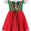 Overig Tiroler Dirndl Groen-Rood 50cm 2dlg. (100% Katoen)