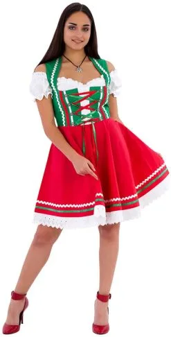 Overig Tiroler Dirndl Groen-Rood 50cm 2dlg. (100% Katoen) -Sinterklaas Verkoop tiroler dirndl groen rood 50cm 2dlg 100 katoen 2