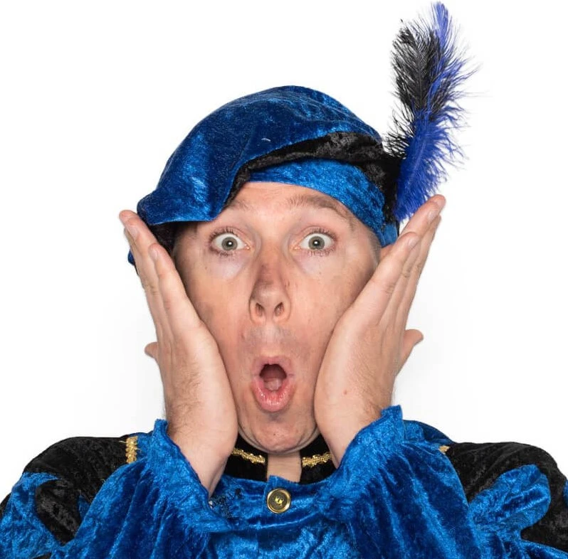 Overig Zwarte Piet Baret Blauw Met Veertjes (Velours) 3 Overig Zwarte Piet Baret Blauw Met Veertjes (Velours)