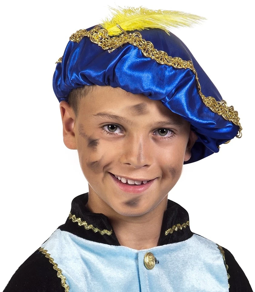 Overig Zwarte Piet Baret Blauw (Satijn) 4 Overig Zwarte Piet Baret Blauw (Satijn) - Afbeelding 2