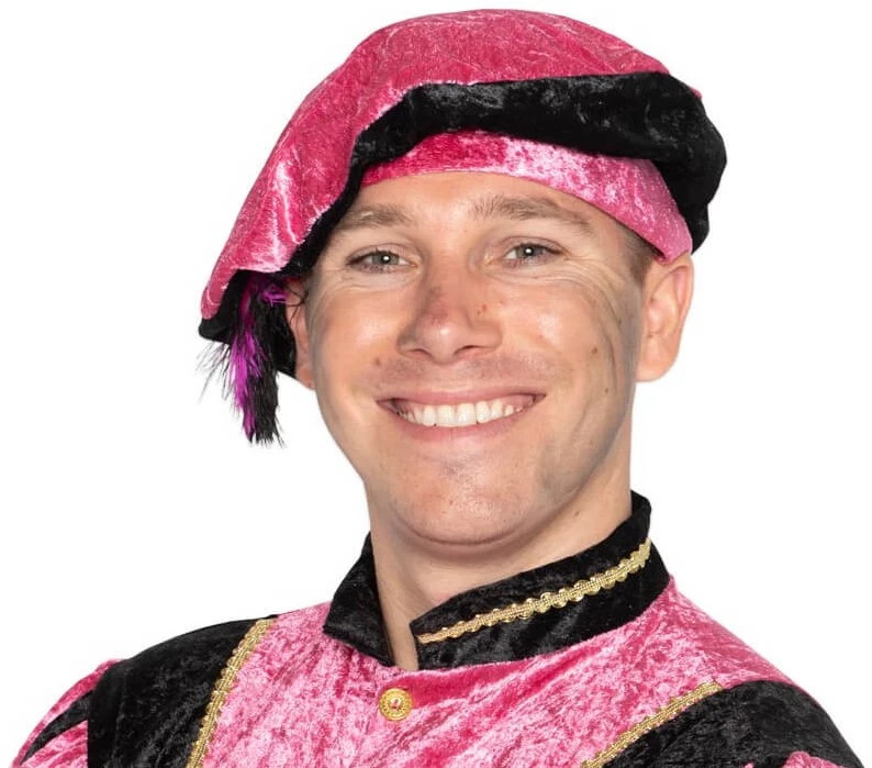 Overig Zwarte Piet Baret Roze Met Veertjes (Velours) 3 Overig Zwarte Piet Baret Roze Met Veertjes (Velours)