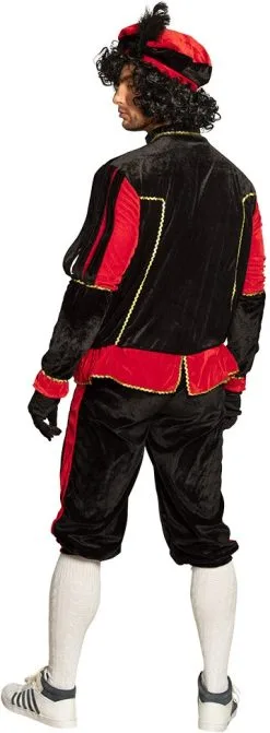 Overig Zwarte Pietenpak Zwart-Rood Voor Volwassenen 12 Overig Zwarte Pietenpak Zwart-Rood Voor Volwassenen -Sinterklaas Verkoop zwarte pietenpak zwart rood voor volwassenen man achterkant